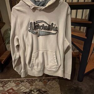 Vintage Abercrombie & Fitch Gray and Cream Hoodie Size Large